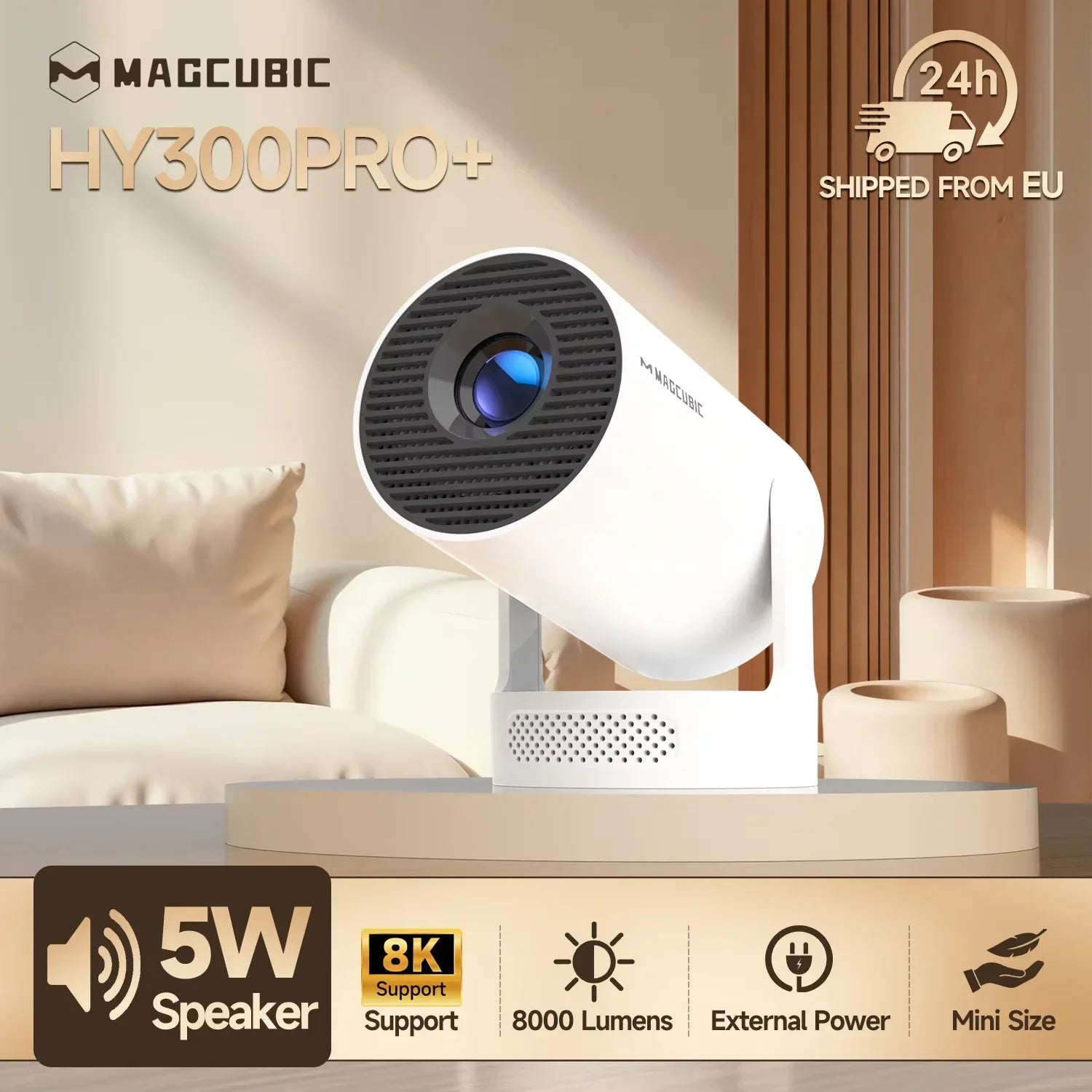 Magcubic HY300Pro Plus 8K Dual Wifi6 Projector 290ANSI Android14 Allwinner H726 BT5.4 1280*720P Home Cinema HY300PRO+ Projector