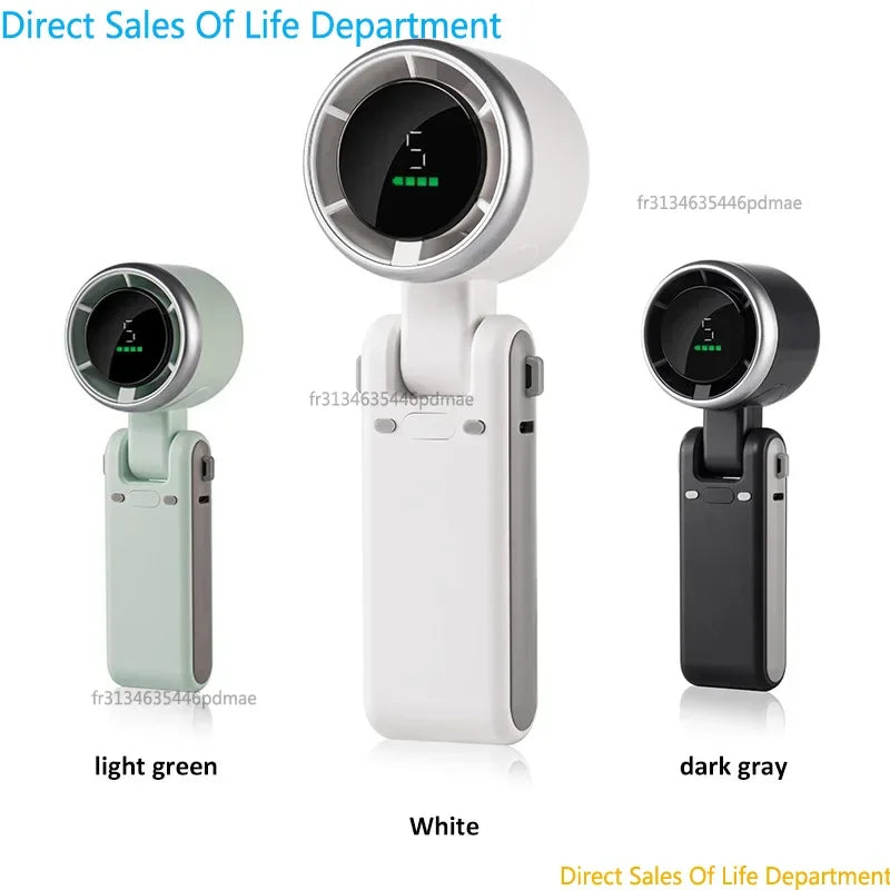 Mini Turbo Fan 2026 High Speed Powerful USB Rechargeable Handheld Fan with LED Display Adjustable 5 Speeds Portable Pocket Fan
